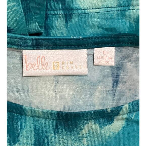 Belle by Kim Gravel Teal Tie Dye Flowy Tunic Top Large - Picture 4 of 4